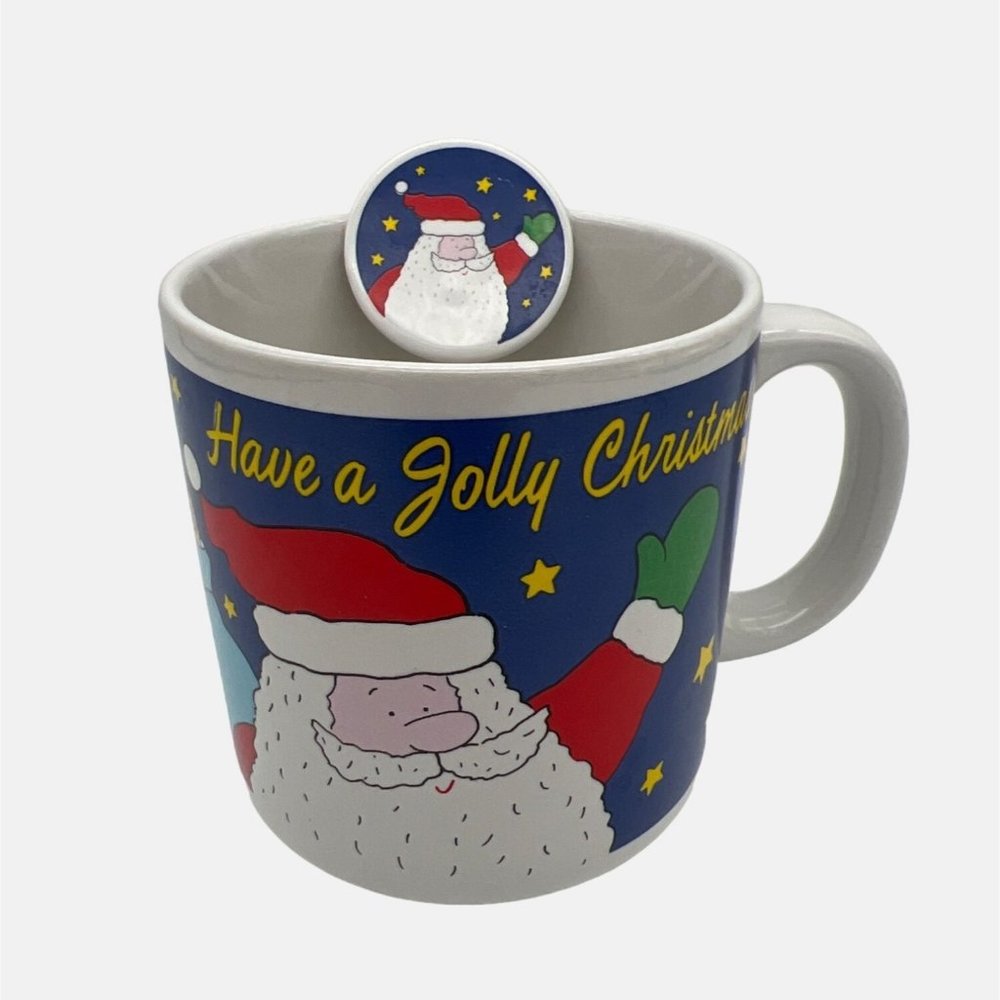 Russ Berrie Have a Jolly Christmas Coffee Mug Santa Claus Item 8521 Taiwan 3.5"